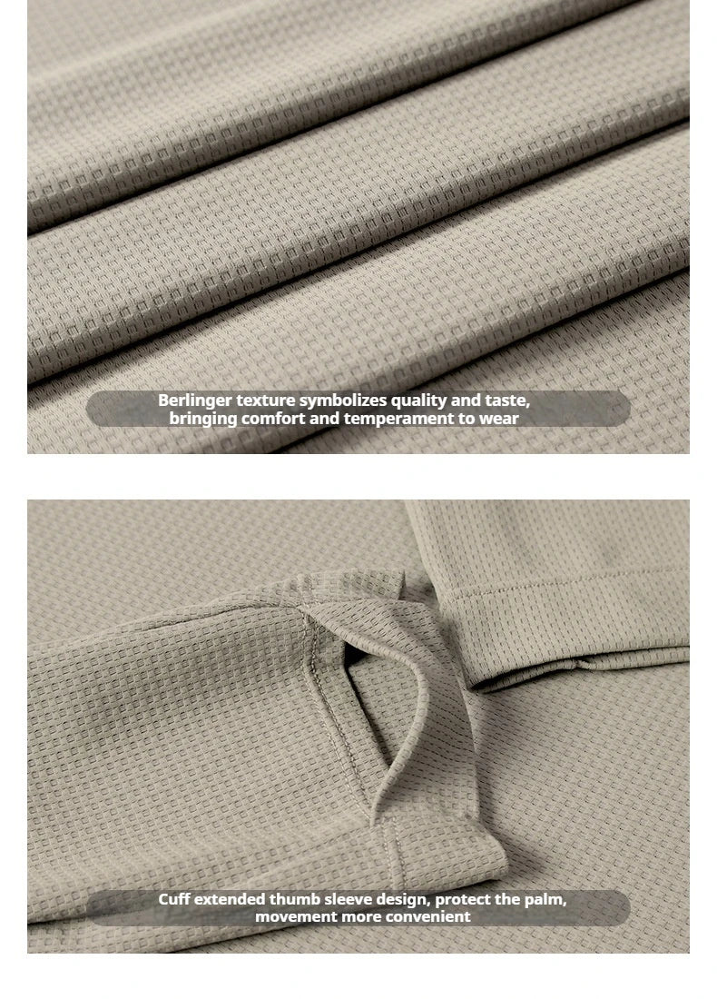 Men's Quick-Dry Breathable Long Sleeve T-Shirt Spring Autumn Thin Workout Top Outdoor Fitness Running Training Thumbhole Cuffs