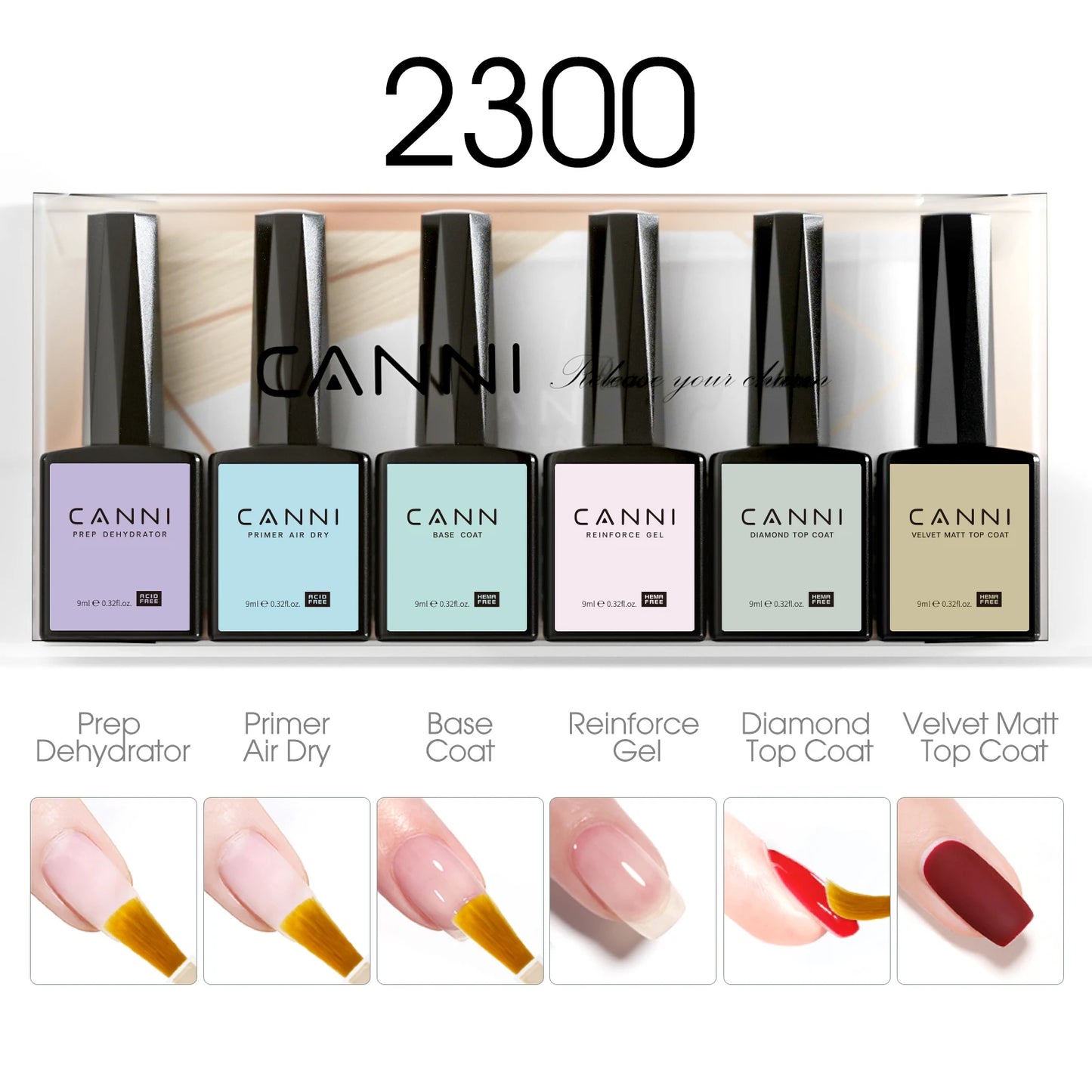 CANNI 6pcs/Lot HEMA FREE Gel Polish Colors Permanent Nail Varnish Set Long Lasting Manicure Base Pink Champagne Dreams Kit-2302