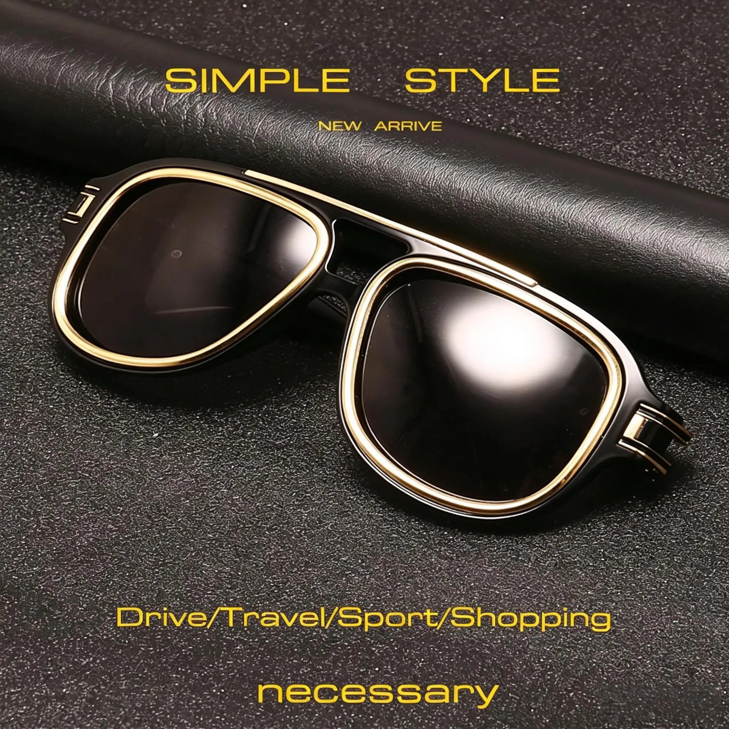 New Luxury Men's Sunglasses with Retro Oversized Square Lenses, Offering Uv Protection, Suitable for Casual Outdoor Driving