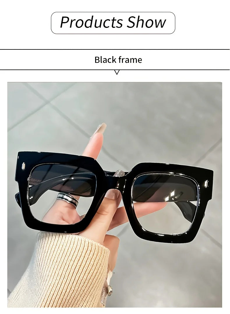 Vintage Glasses Square Full Rim Spectacles Unisex, Anti-Reflective Coating, Fashionable Transparent Lenses, Daily Wear Eyewear