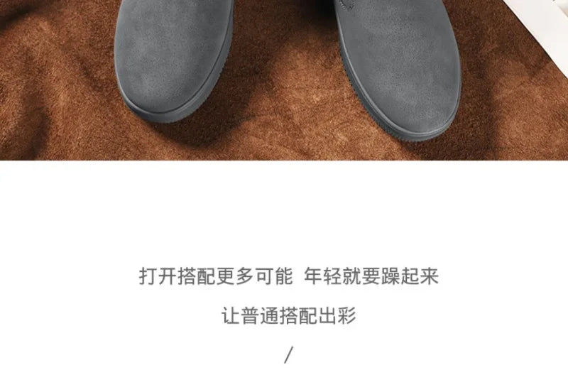 2025New Winter Men's Boots Fashion High-top Cotton Shoes Plush Warm Fur Snow Boots Suede Casual Ankle Boots for Men Botas Hombre