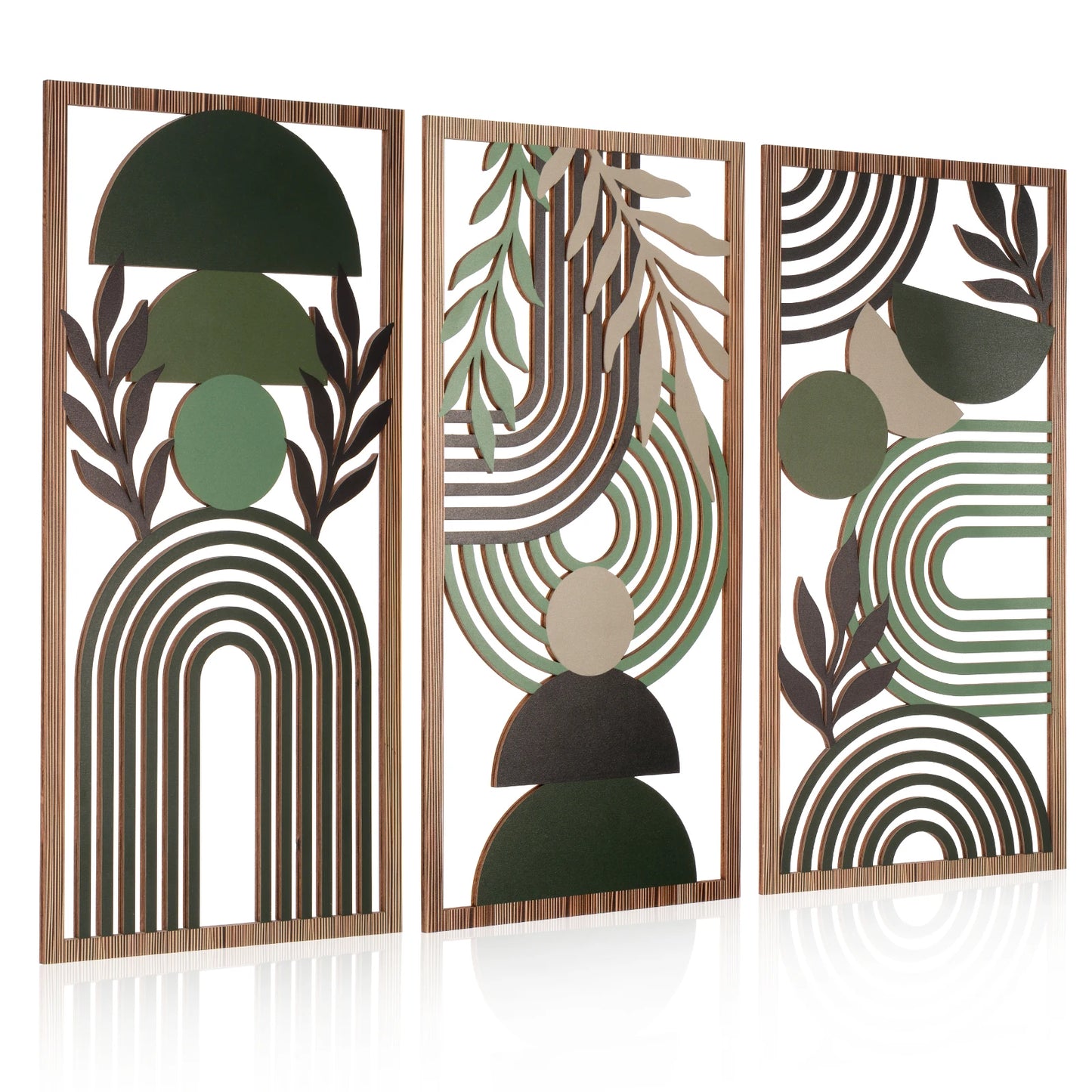 3 Pcs Wooden Wall Art Set Aesthetic 3D Wall Decor Stylish Decorative Partition Art for Living Room Bedroom Office  Wall Art Set