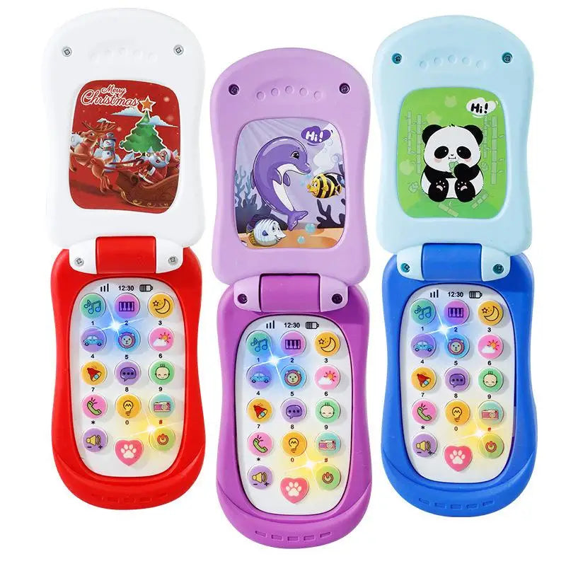Interactive Early Education Toy: Cartoon Simulation Flip Phone with Music and Sound; Ideal for Children's Day Gifting