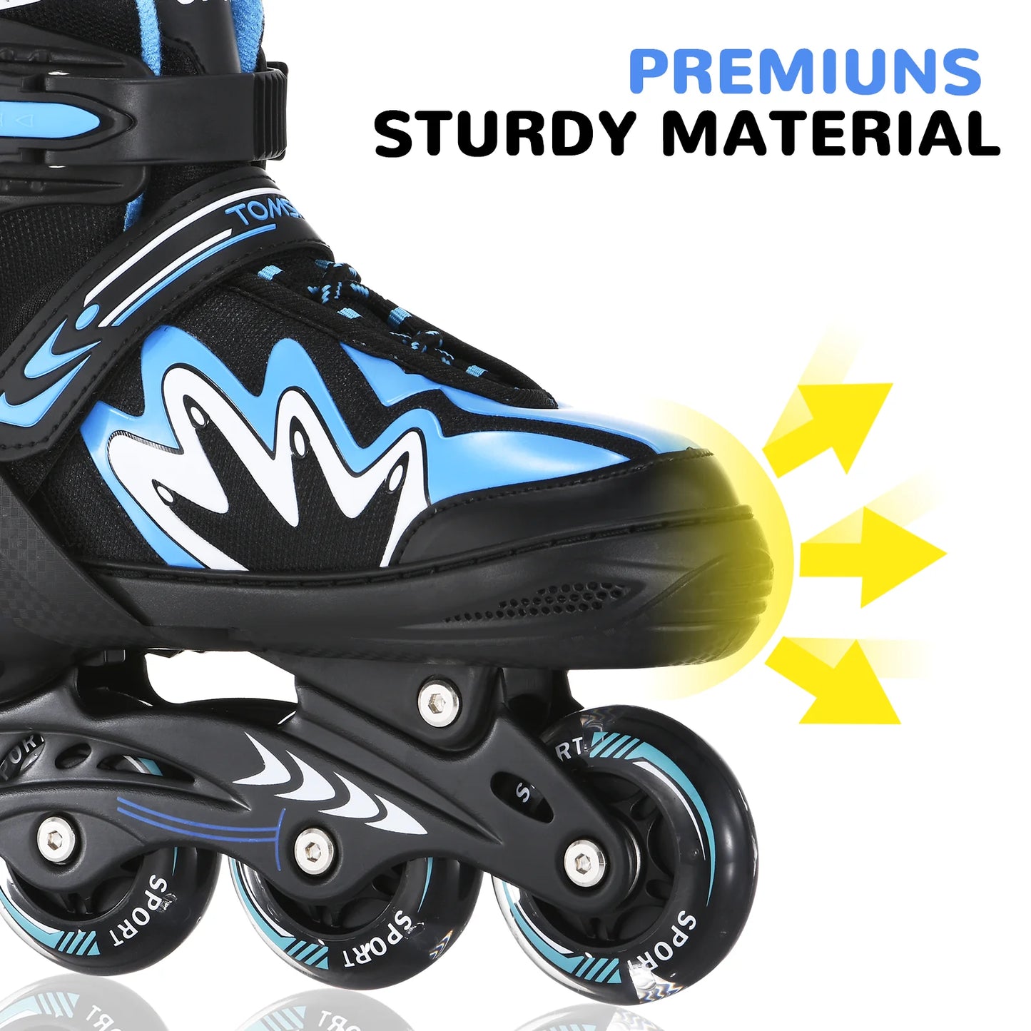 Tomshoo Roller Blades Kids Adjustable Roller Skates w Light-Up Wheels Secure Triple Girls Boys Toddler Smooth Quiet Rollerblades
