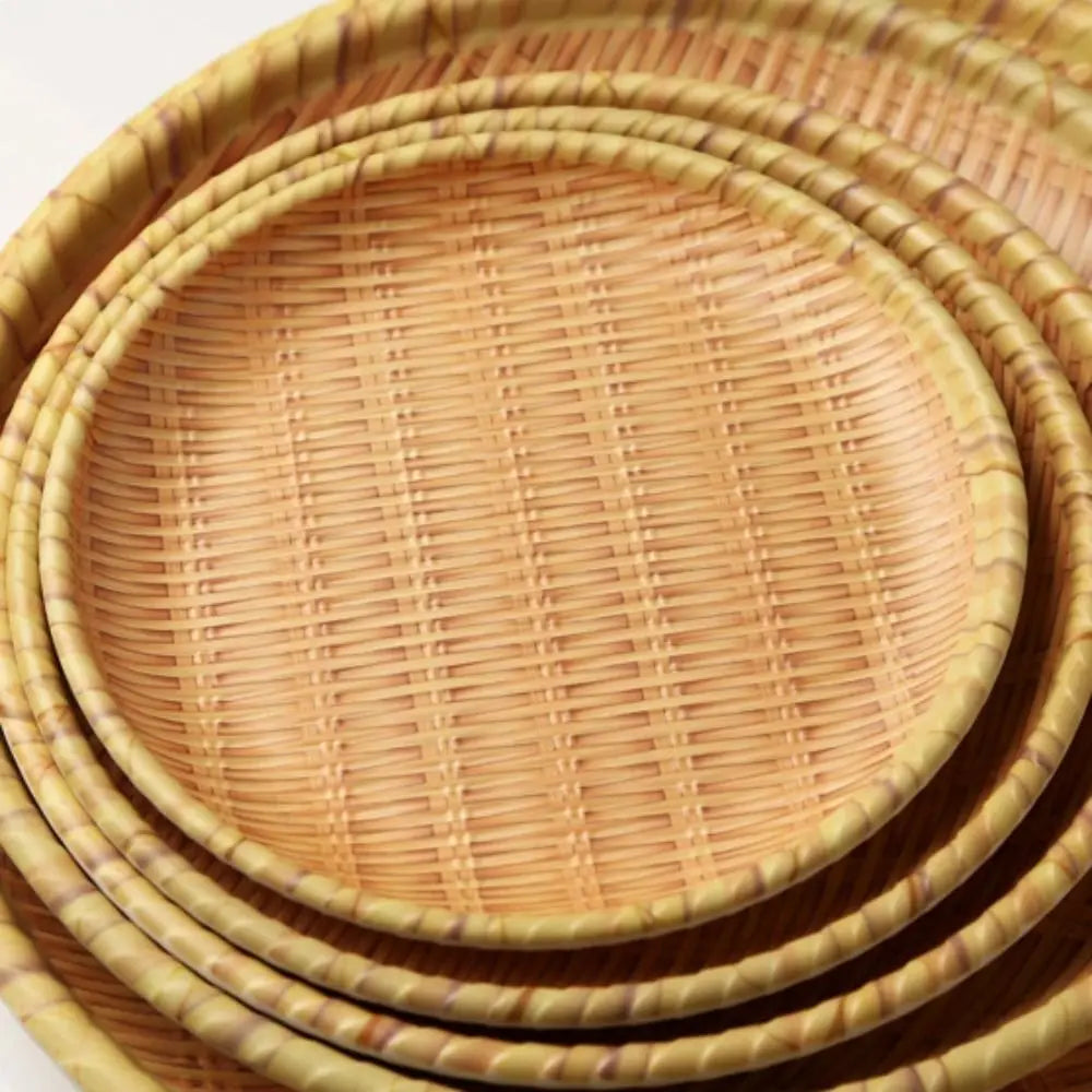 Creative Traditional Imitation Weaving Dinner Plate Round Classic Bread Dessert Plate Convenient Durable Snack Plate Living Room