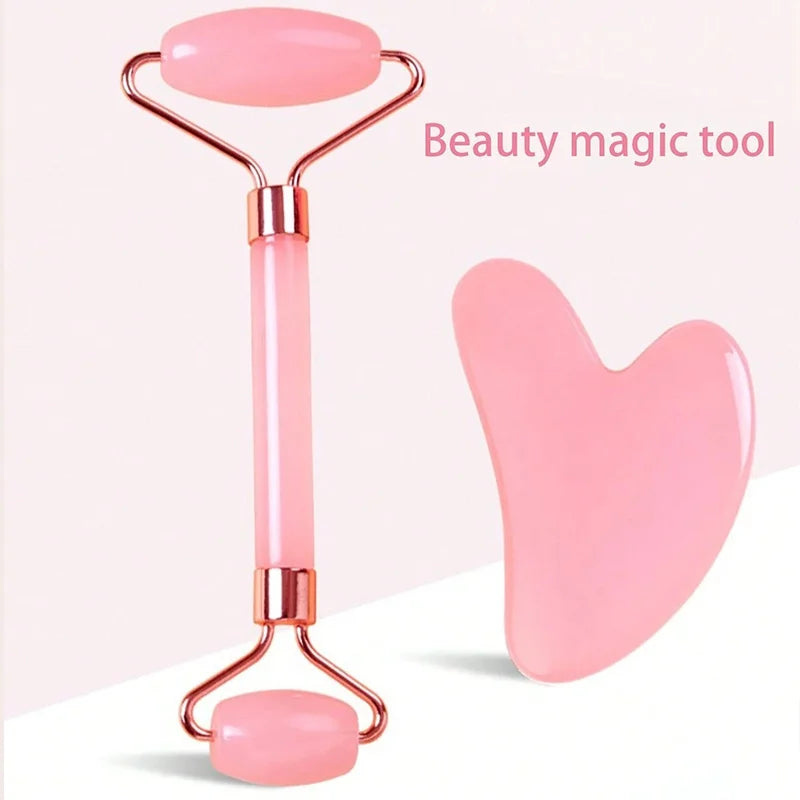 2Pcs Ice Face Roller Gua Sha Scraper Set Portable Face Neck Skincare Tool Facial Massage Roller Lifting Contouring Beauty Tools