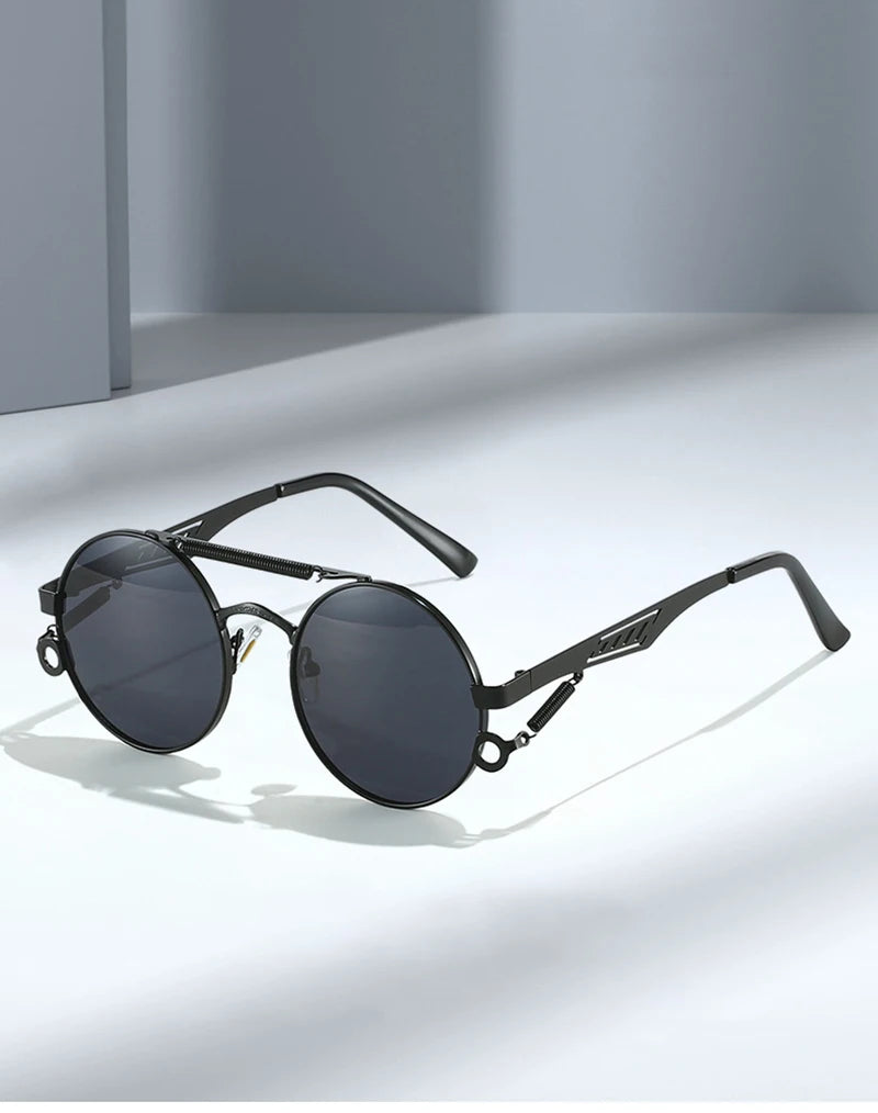 SHAUNA Retro Metal Double Bridges Round Sunglasses Women Fashion Gradient Mirror Eyewear Men Trending Punk Spring Sun Glasses