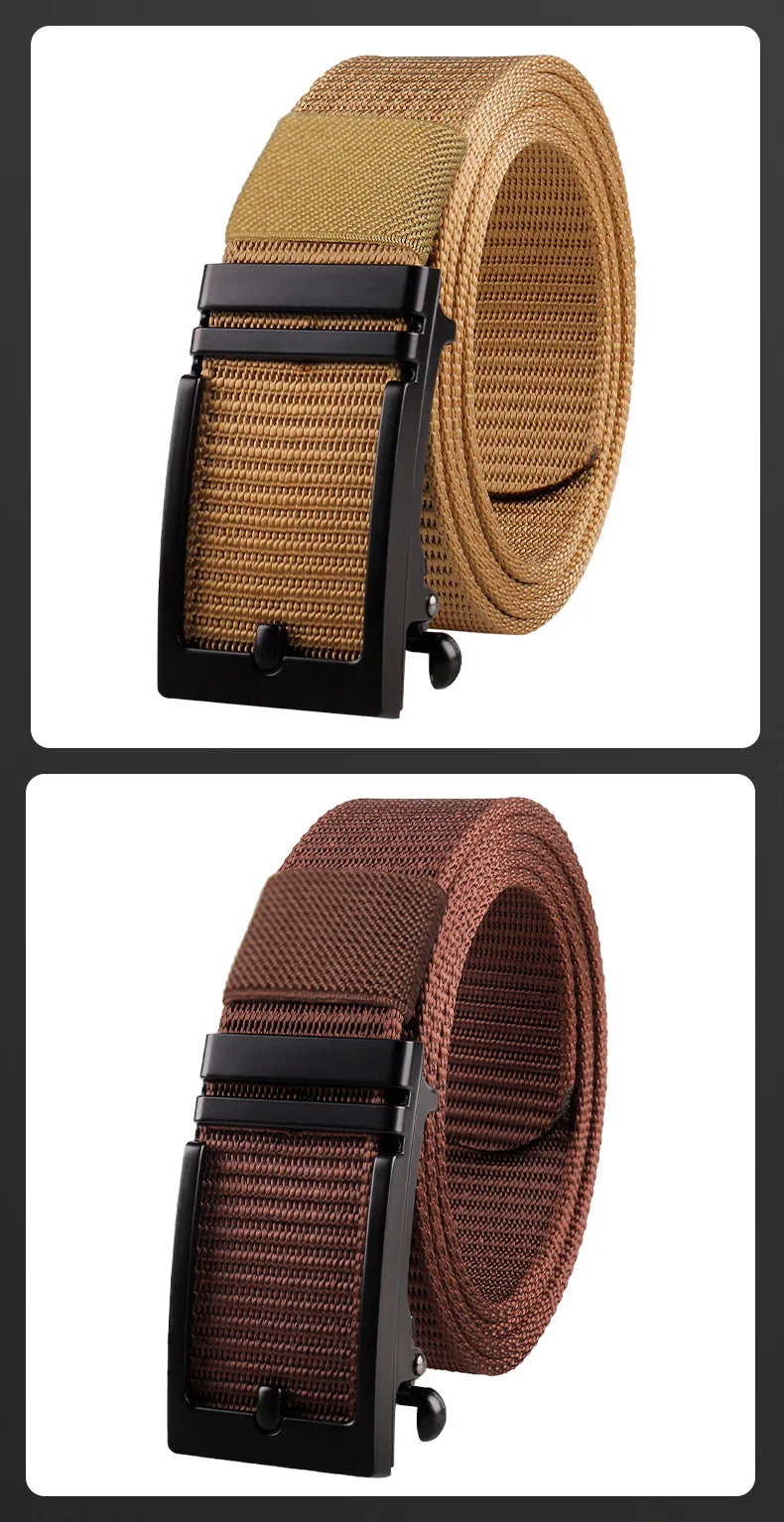 Nylon Belt for Men's Alloy Buckle Canvas Belt Outdoor Training with Tactical Automatic ratchet Belts golf Casual 140 Cinturones