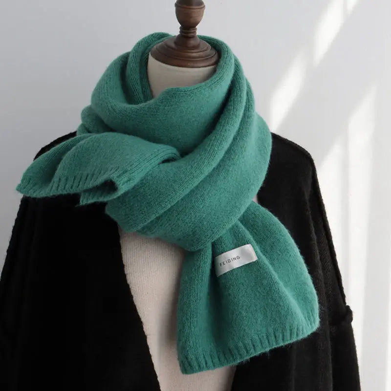 High Quality 100% Wool Scarf Men Women Winter Autumn Solid Color Couple Muffler Simple Warm Versatile Knitted Scarf Male Female