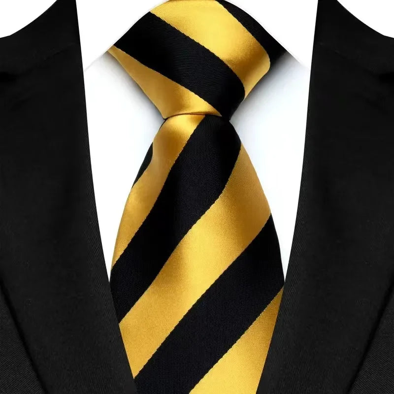 New Men's Tie Classic Stripes 8cm Jacquard Daily Wear Red Blue Green Necktie Cravat Wedding Party Dress Accessories Gift For Man