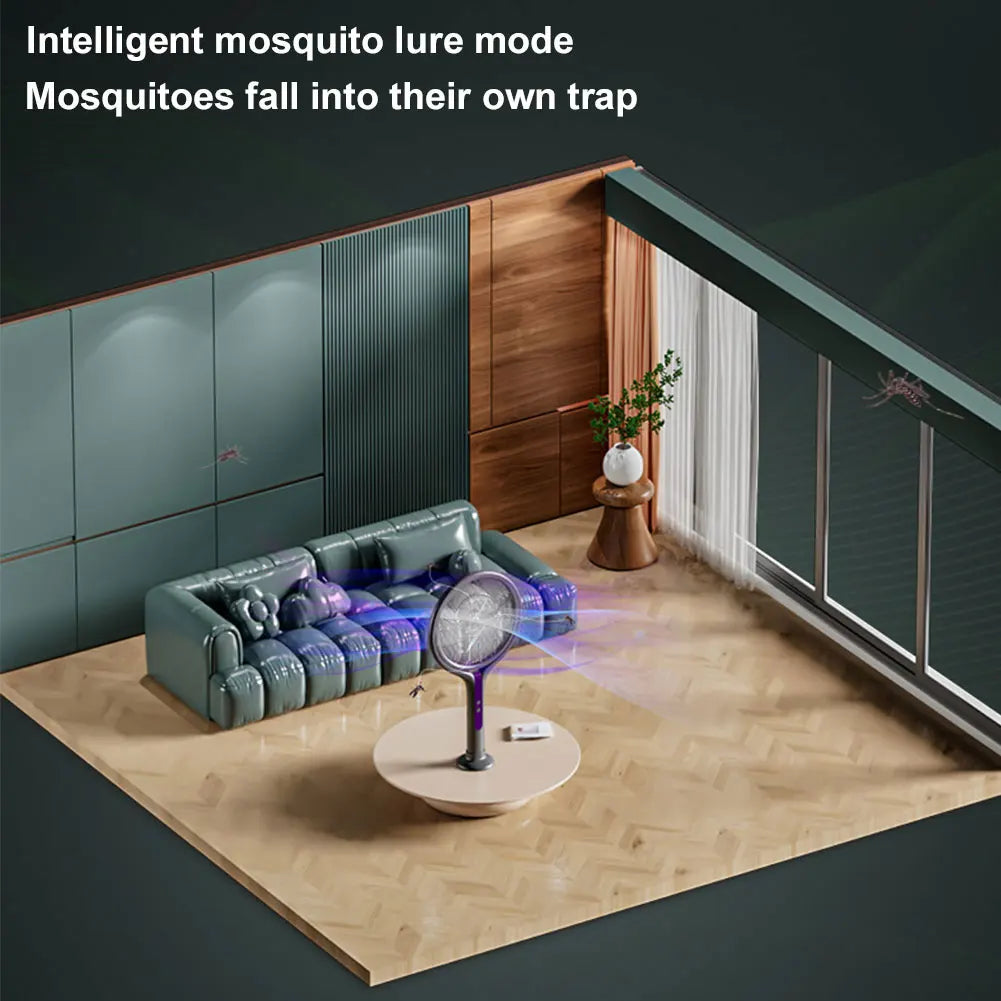 Rotating Head Mosquito Swatter Rechargeable Fly Zapper 2 in 1 Fly Killer and Mosquito Trap Lamp for Home Indoor Outdoor
