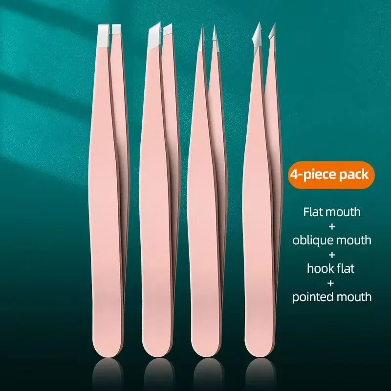 1/4 pcs Eyebrow Tweezers Set Stainless Steel Eyebrow Forceps Professional Beauty Tool Set For Facial Hair Inward Growing