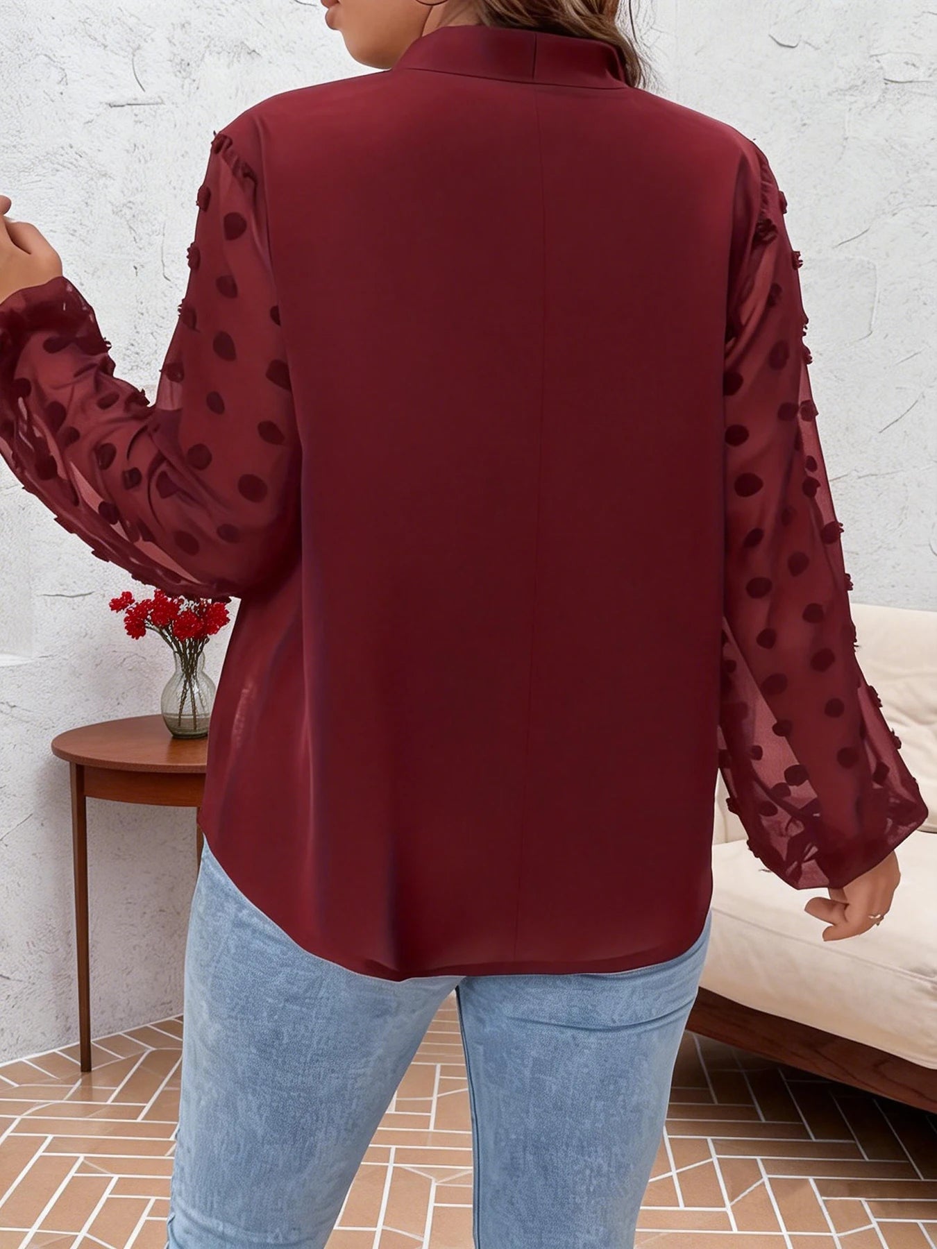 Plus Size Spring Autumn Women Elegant Bow Tie Neck Shirt Office Lady Fashion Solid Curve Clothing Casual Long Sleeve Tops