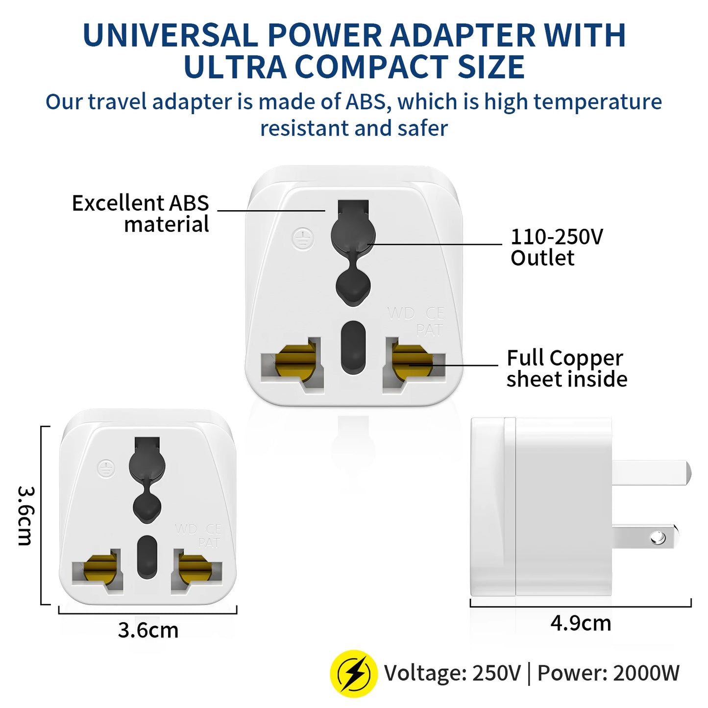 3pcs US Italy UK EU to AU Plug Adapter Universal Travel adapter Australia New Zealand Travel plug Power Converter Wall Charger