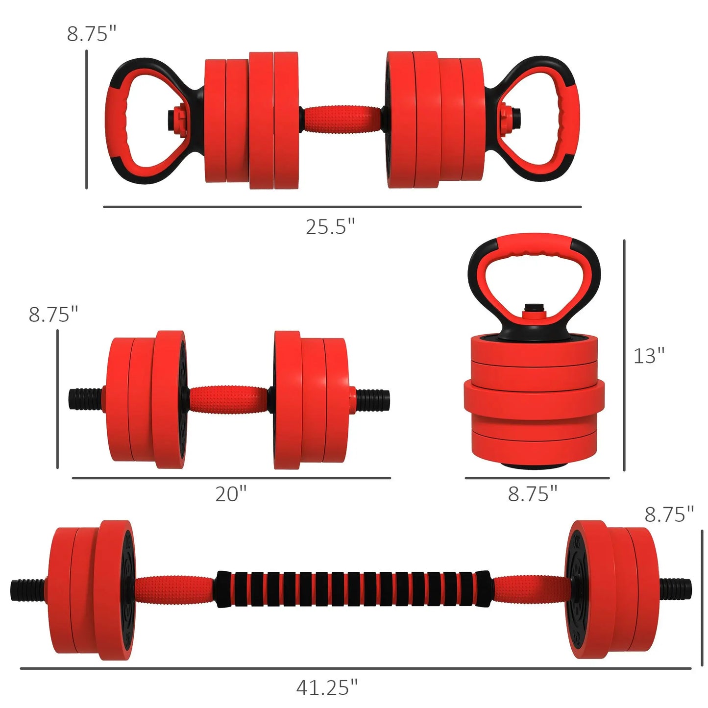 66lbs 4-in-1 Adjustable Dumbbell Set for Home Gym Comprehensive Weight Training Equipment