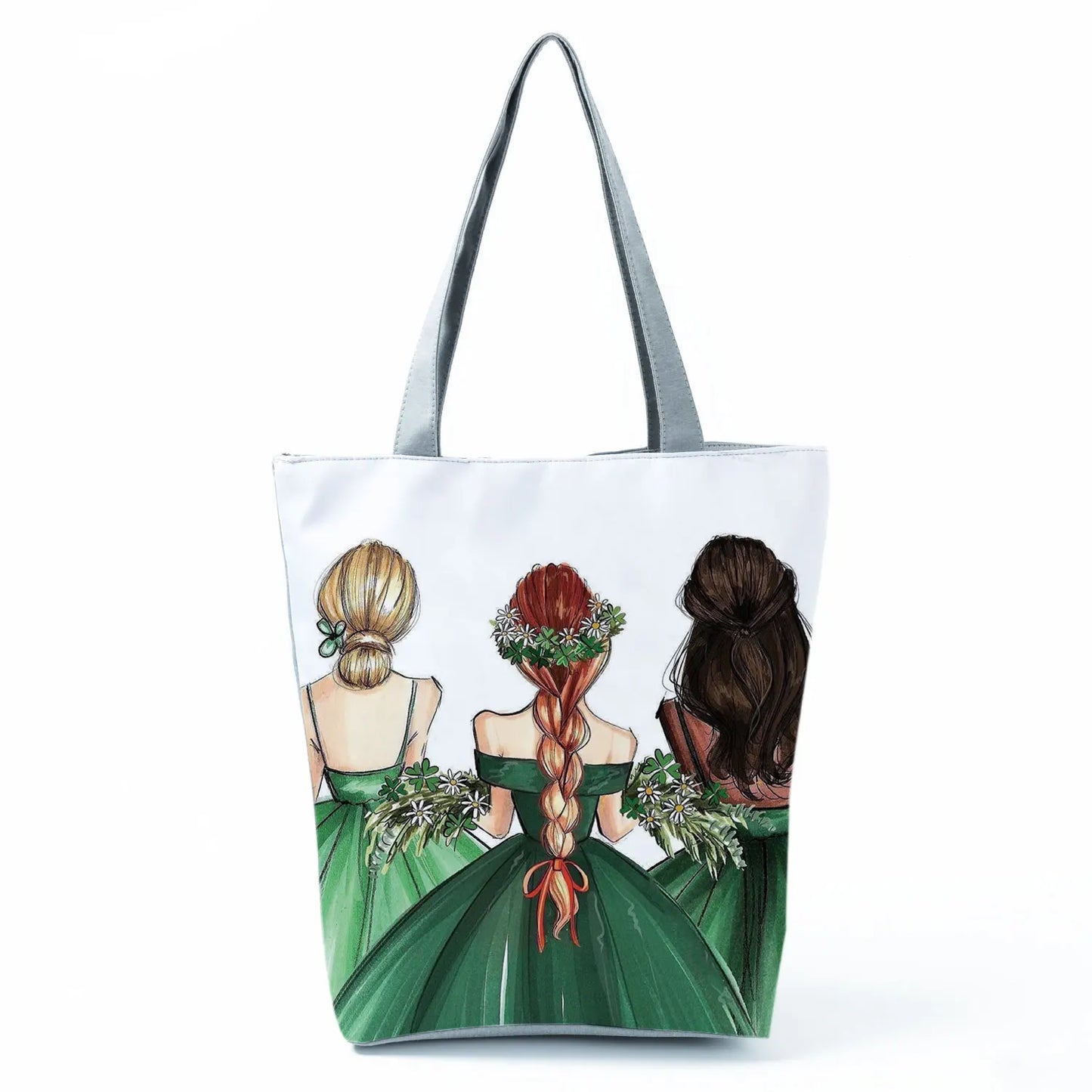 Golden Afro Woman Printed Handbags Pretty Fashion Shoulder Bag Eco Portable Shopping Bag High Capacity Beach Bag Practical Tote