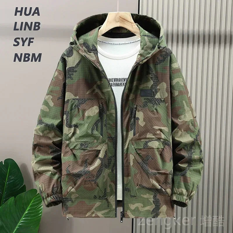 Extra large men's loose workwear windbreaker plus size trendy camouflage casual jacket assault coat 12XL 11XL 10XL men clothing