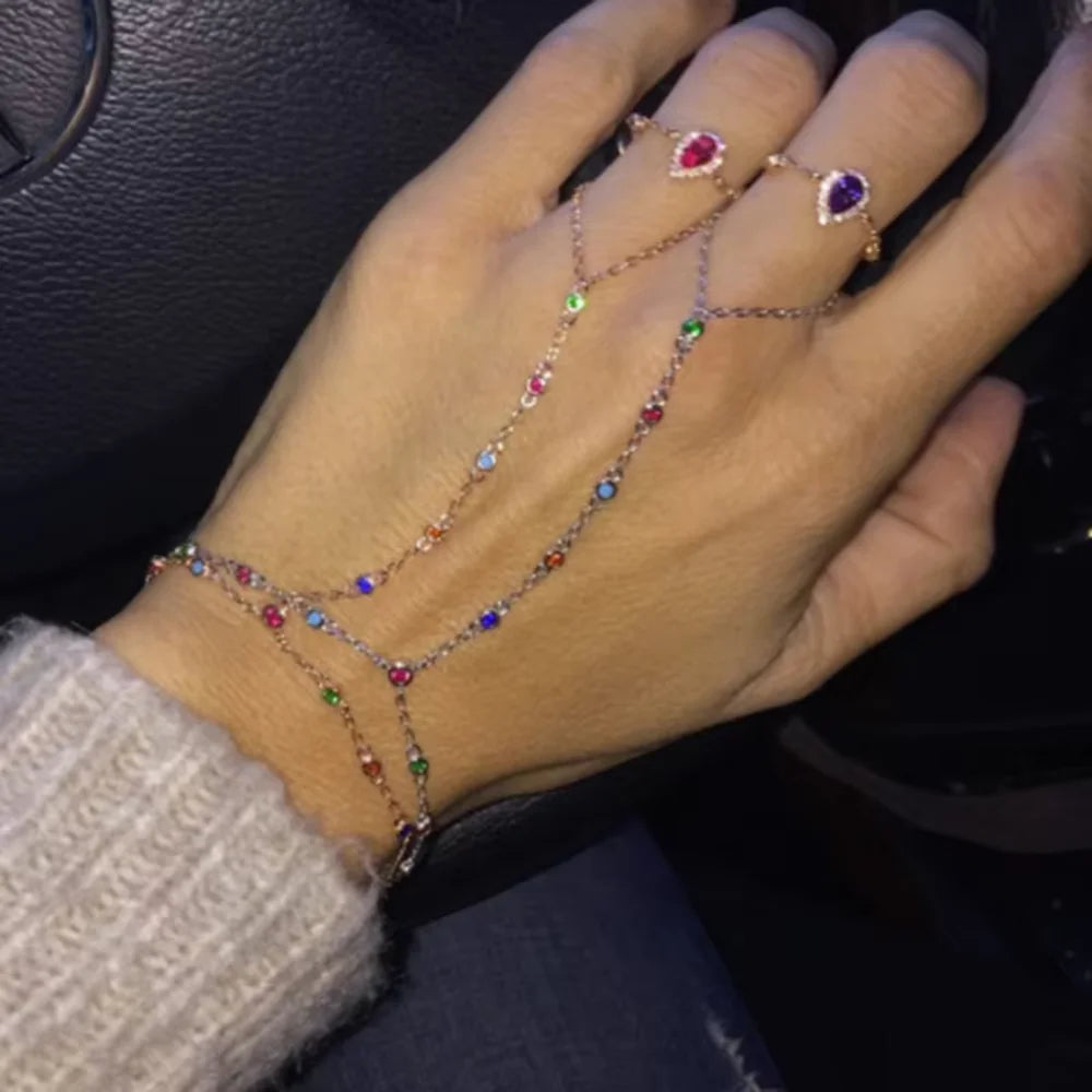 New Iced Out Oval CZ Choker Bracelet Silver Color Bling Lariat Long Bar Round Stone Long Tassel Bangle Women Jewelry