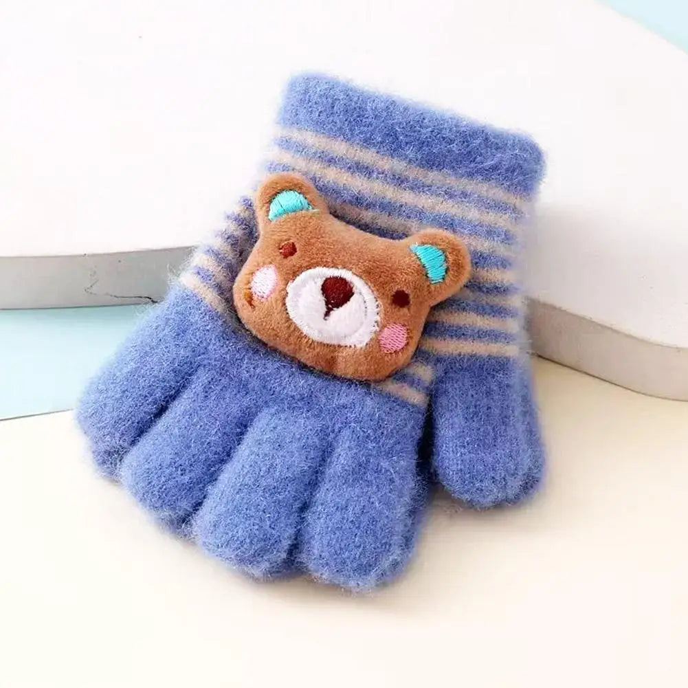 Kids Winter Gloves Thermal Warm Windproof Cartoon Animal Mittens for Boys Girls Children Outdoor Skiing Full-Finger Gloves