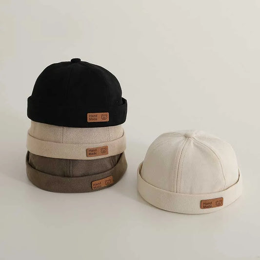 Vintage Baby Docker Cap Solid Color Hip Hop Beanie Hat for Toddler Spring Summer Cotton Kids Boy Girl Melon Caps