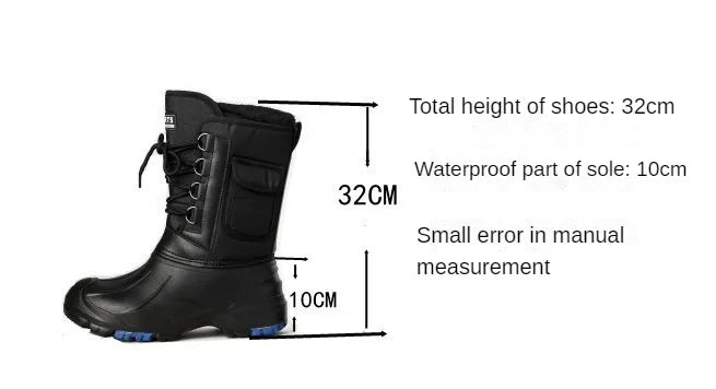 2024 autumn and winter warm men's fashionable snow boots for fishing and skiing, waterproof, simple and casual mid top shoes for