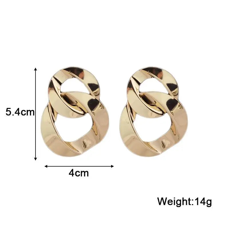 European Exaggerate Metal Statement Earrings for Women Vintage Fashion Round Star Leaf Irregular Geometry Long Earrings Jewelry