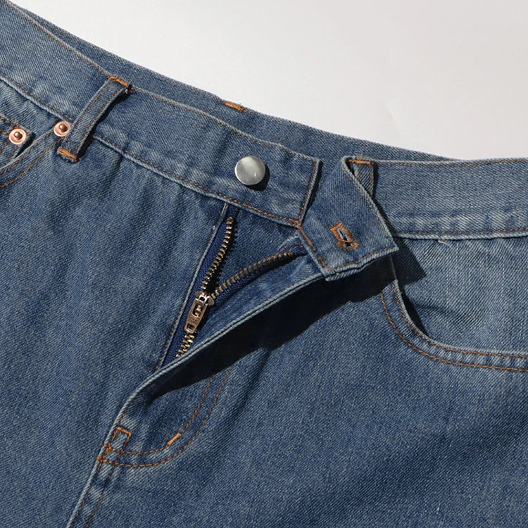 2025 Summer New Fashion Women's Jeans High Waist Straight Wide Leg Embroidery Heart Hollow Out Female Denim Pants