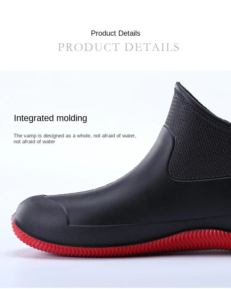 Fashion Rain Boots Men's Short Delivery Riders Galoshes Plus Cotton Waterproof Winter Shoes