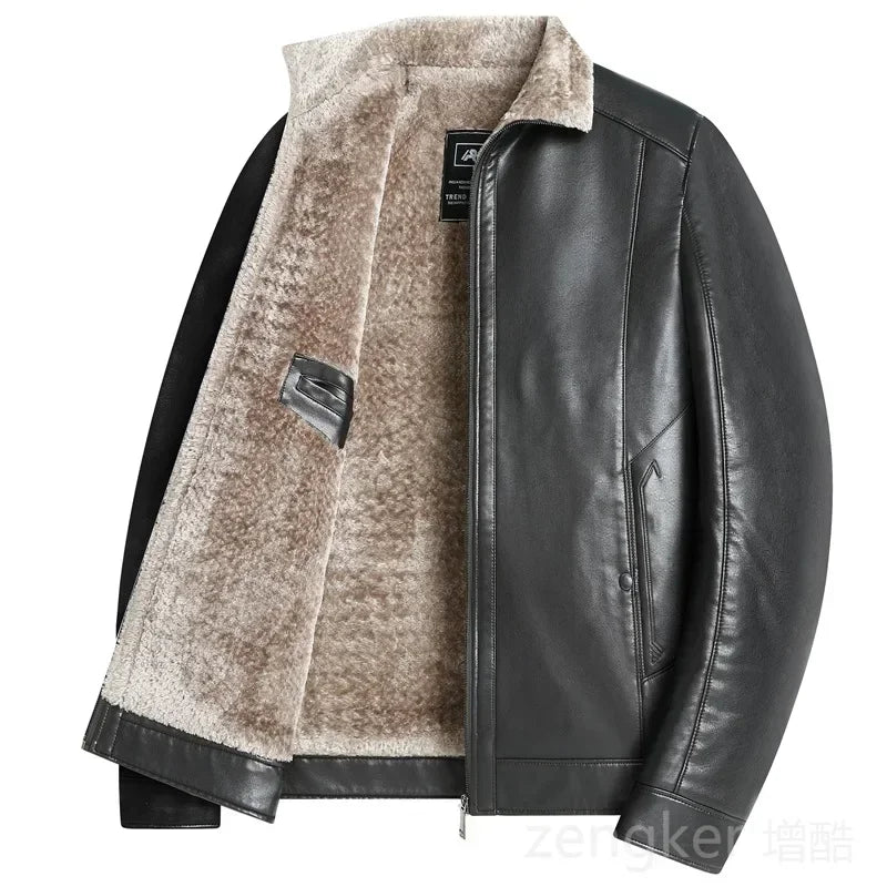 Large size men's PU leather jacket male tide winter extra large men loose man leather jacket fleece 7XL 6XL waterproof jacket