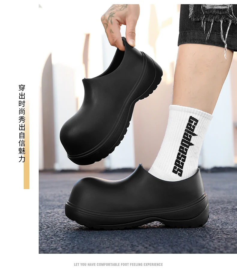 Slippers for men, spring trendsetters, height increasing thick soled big toe shoes, stylish men, summer outerwear, casual fashio