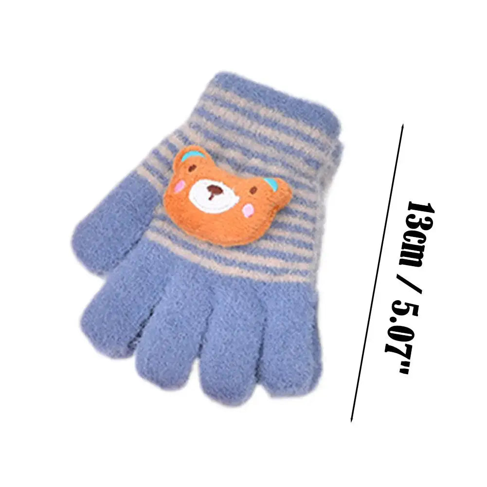 Kids Winter Gloves Thermal Warm Windproof Cartoon Animal Mittens for Boys Girls Children Outdoor Skiing Full-Finger Gloves