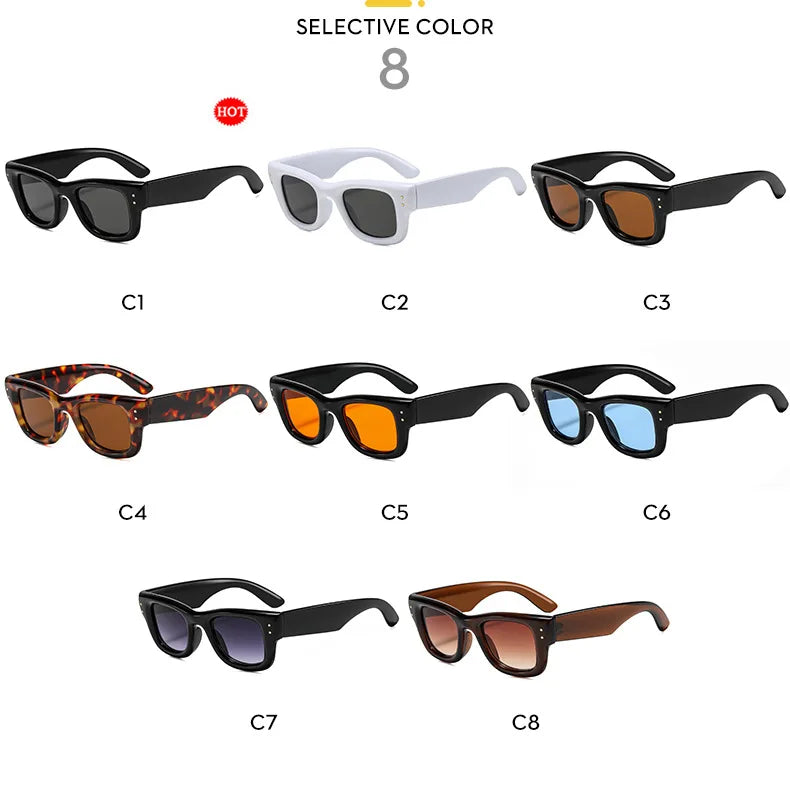 Fashion Vintage Square Rice Nail Women's Sunglasses Classic Punk Men Sunglass Outdoor Driving Travel Eyewear Female UV400 Lentes