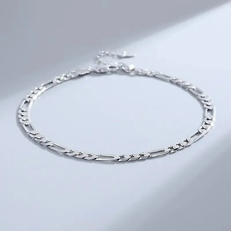 Hot luxury 925 sterling Silver Bracelets Anklet y2k 4MM chain for Women men Wedding Pretty Jewelry Accessories Fashion gifts