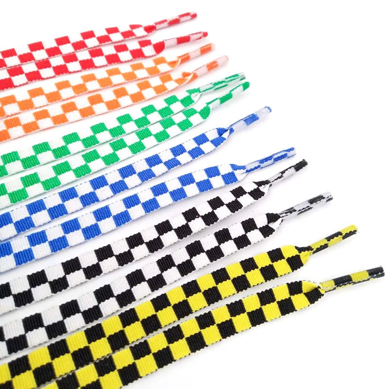 1 Pair Checkered Grid Shoelaces Super Quality Flat Shoe laces Shoelaces for Athletic Running Sneakers Shoes Boot Strings