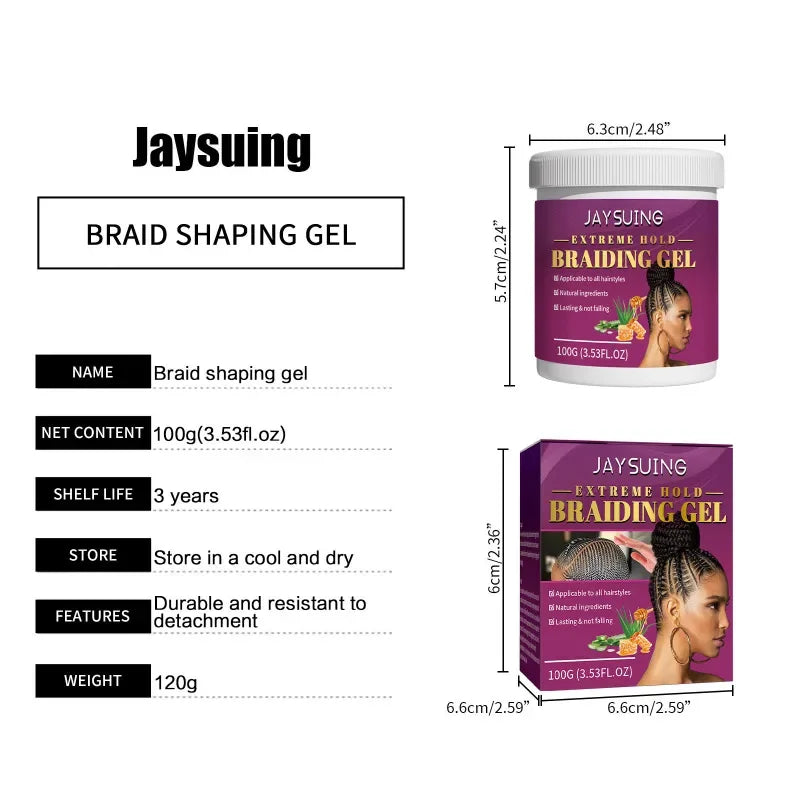Styling Braiding Gel Wax Strong Hold Pomade Anti-Frizz Smooth Lasting Broken Hair Finishing Shaping Hair Edge Control Cream 100g