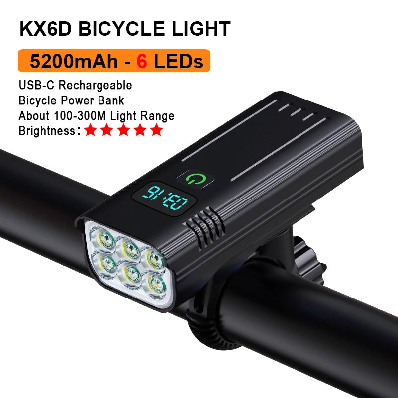 NATFIRE 12 LED Bike Light High Lumen USB C Rechargeable Aluminum MTB Bicycle Light 10000mAh Power Bank Headlight 6 to 12 LED