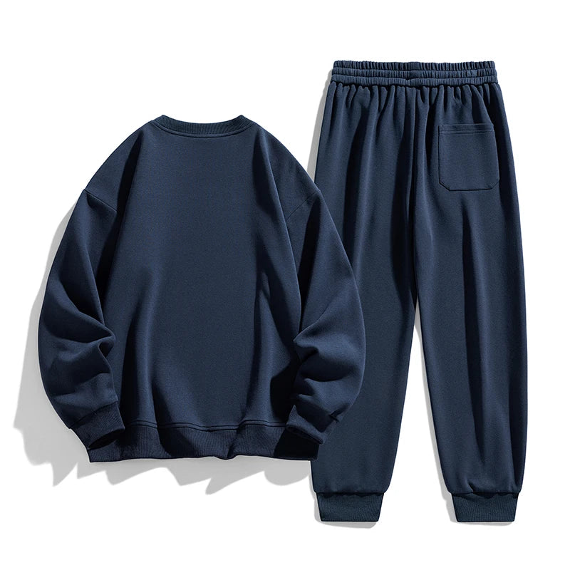 Plus Size Men 8XL Sweatshirts Set Pocket 6XL 7XL Oversized Jogging Streetwear Sport Street Male 2025 Long Sleeve Tops Pants Suit