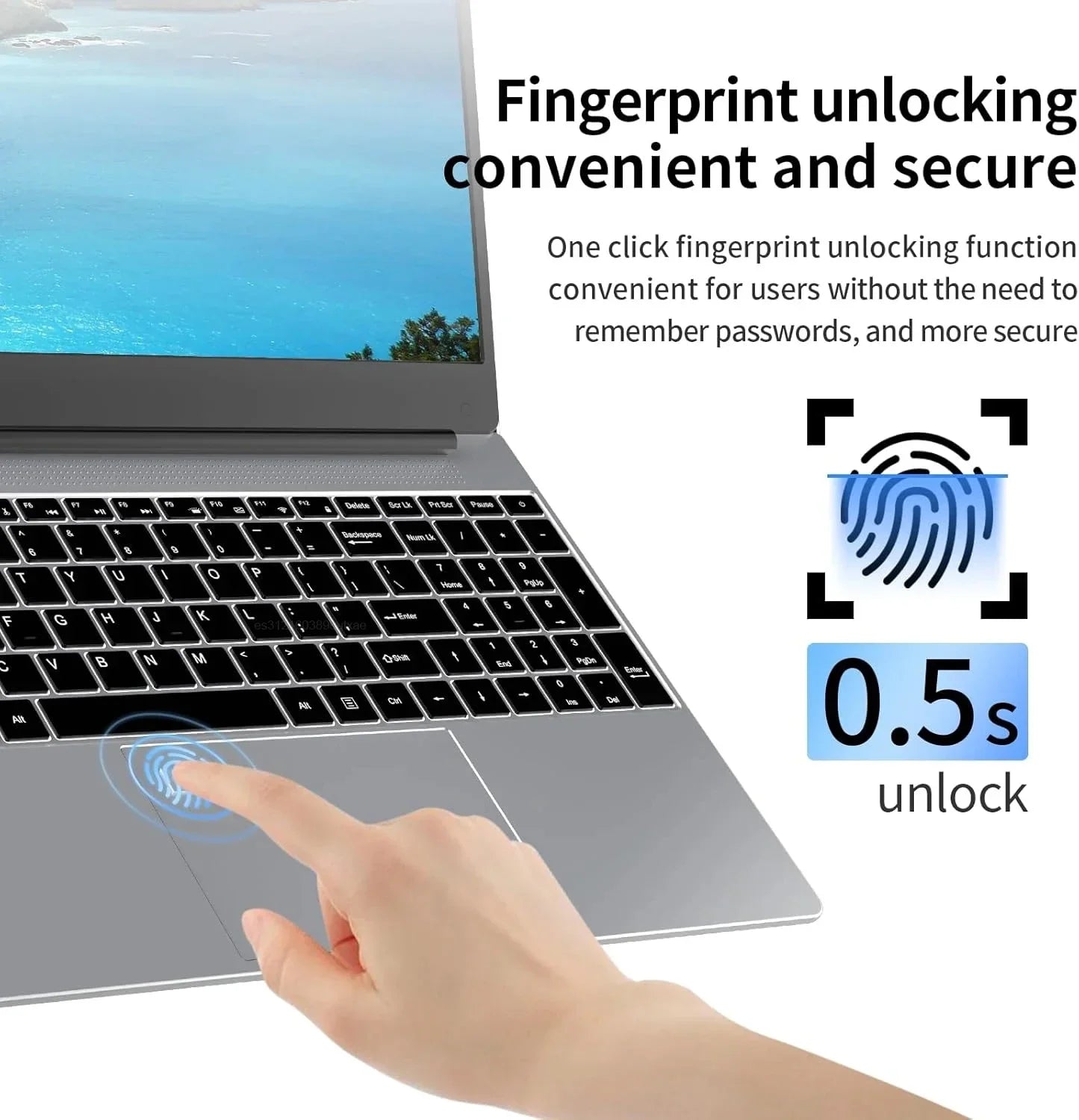LENO NEW 15.6" Portable Laptop Intel N95 Windows11 32GB DDR4 2TB SSD 7500mAh Office Notebook Pc Gamer with Backlit Fingerprint