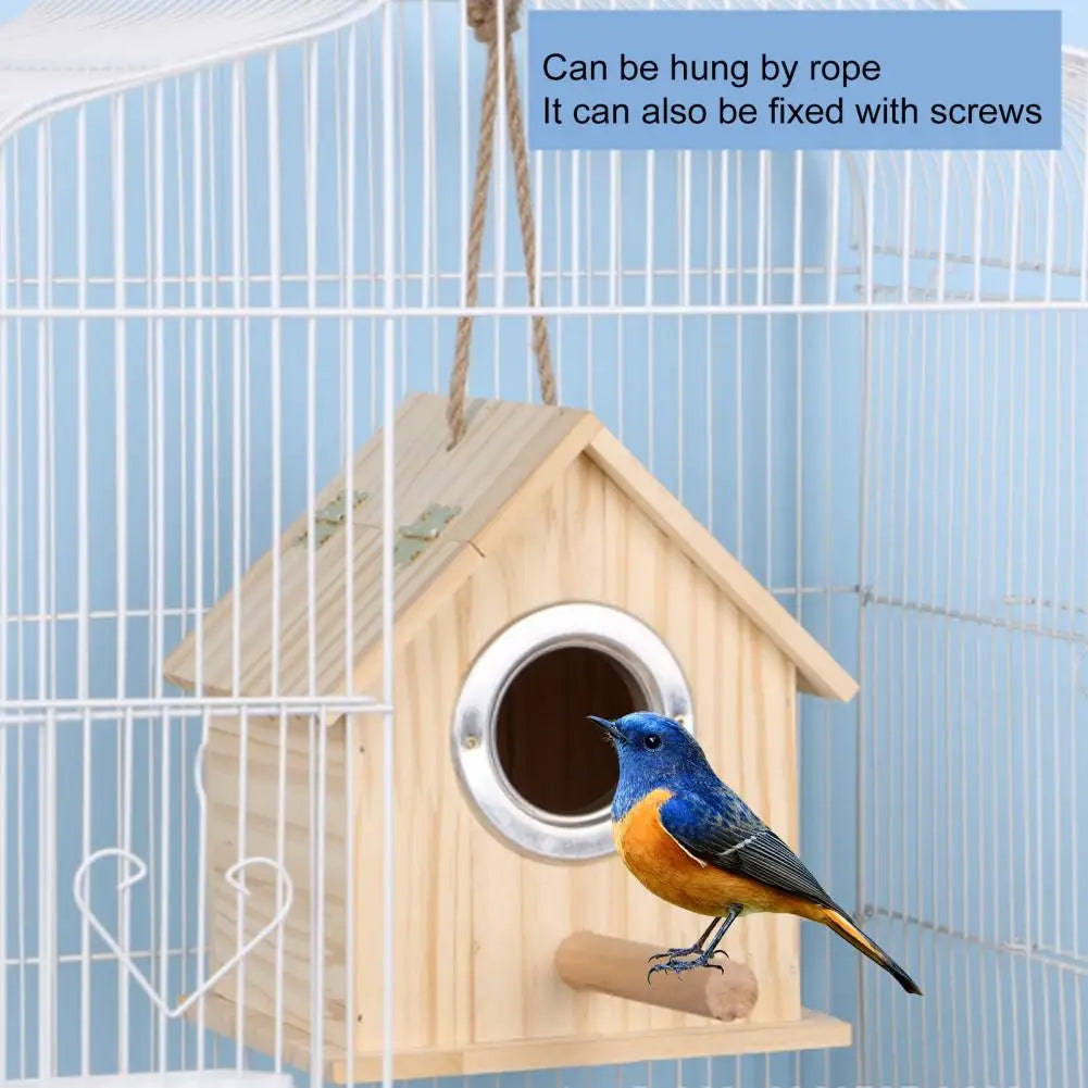 Bird Nest Sturdy Garden Decoration Wooden Bird House Eco-friendly Bird Nesting Box  Natural Wood