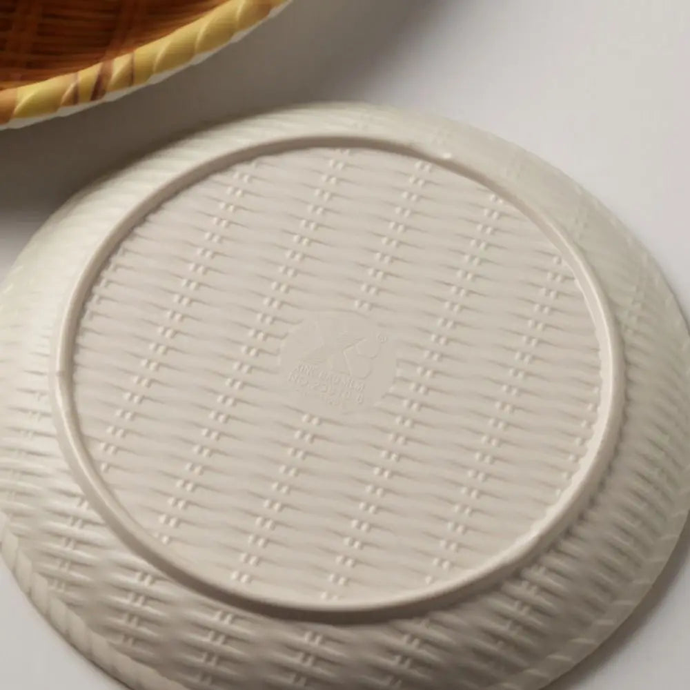 Creative Traditional Imitation Weaving Dinner Plate Round Classic Bread Dessert Plate Convenient Durable Snack Plate Living Room