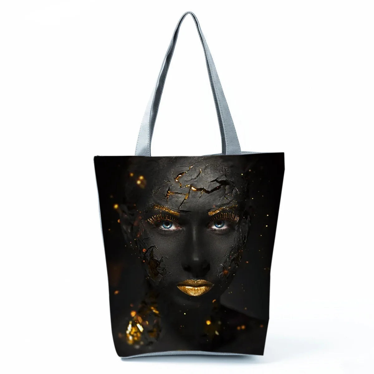 Fashionable Black Beauty Print Handbag Large Capacity Shoulder Bag Stylish Mystery Tote Bag for Women Versatile Polyester Bag