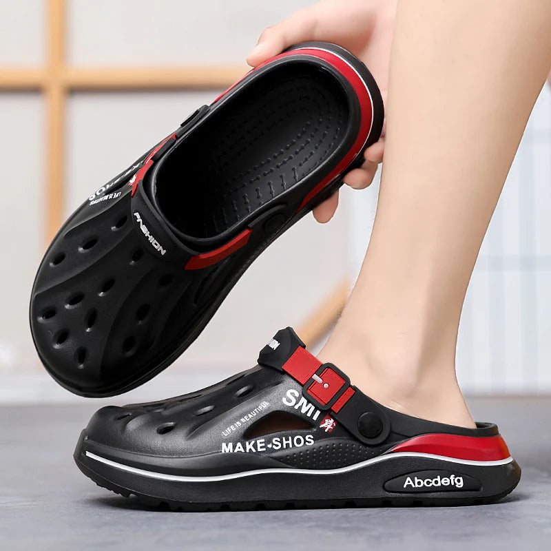 Summer Men Clogs Non-slip Thick-soled Casual Shoes Outerwear Beach Soft-soled Baotou Slippers Men's Slippers Sandals