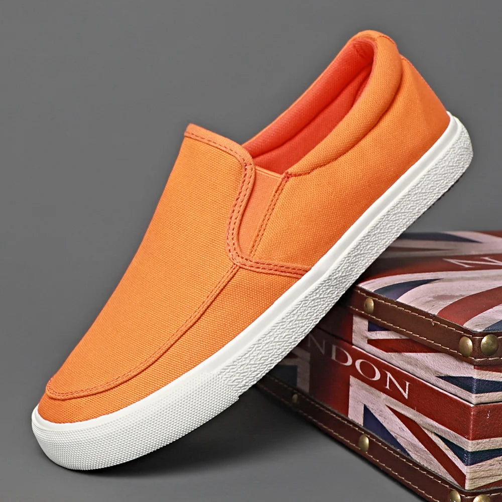 2026 Men Casual Canvas Shoes Spring Breathable Pure Color Anti-slip Soft-Soled Men's Driving Cloth Shoes BD26001