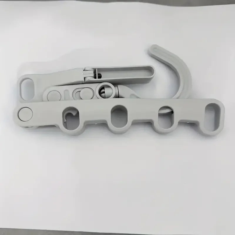 Foldable 5-Hole Clothes Hanger - Ergonomic Hooks, Space-Saving Durable Plastic for Travel, Hotels, Dorms, Multihook & Compact