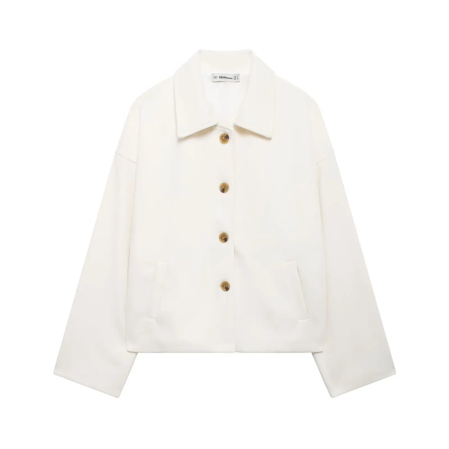 HH Women Fashion Single-Breasted Lapel Pocket Decorate Casual Slim Jacket Female Autumn High Street Long Sleeves Short Coat