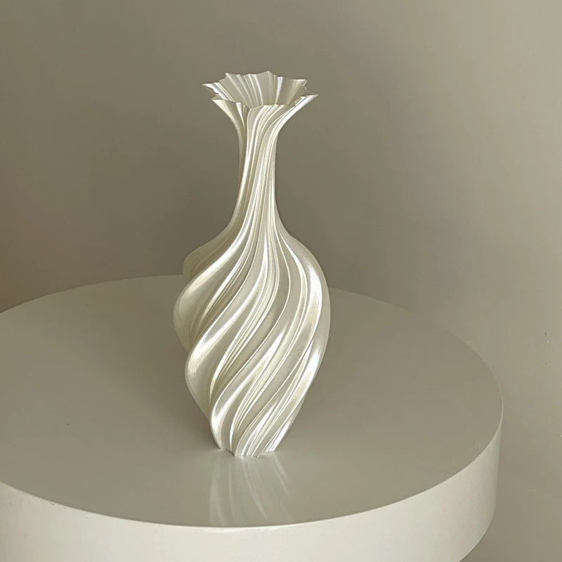 New Modern Style 3D Printed Flower Vase Swirl Pattern Aesthetic Floral Display for Living Room Desktop Decor