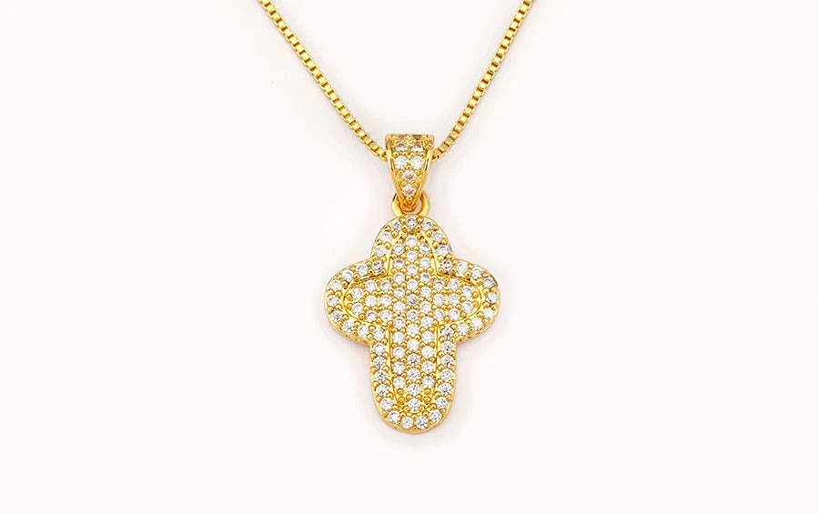 Nidin New Trendy Personality Design Cross Pendant Necklace For Women Men Shiny Crystal Zircon Charm Jewelry Daily Party Gifts