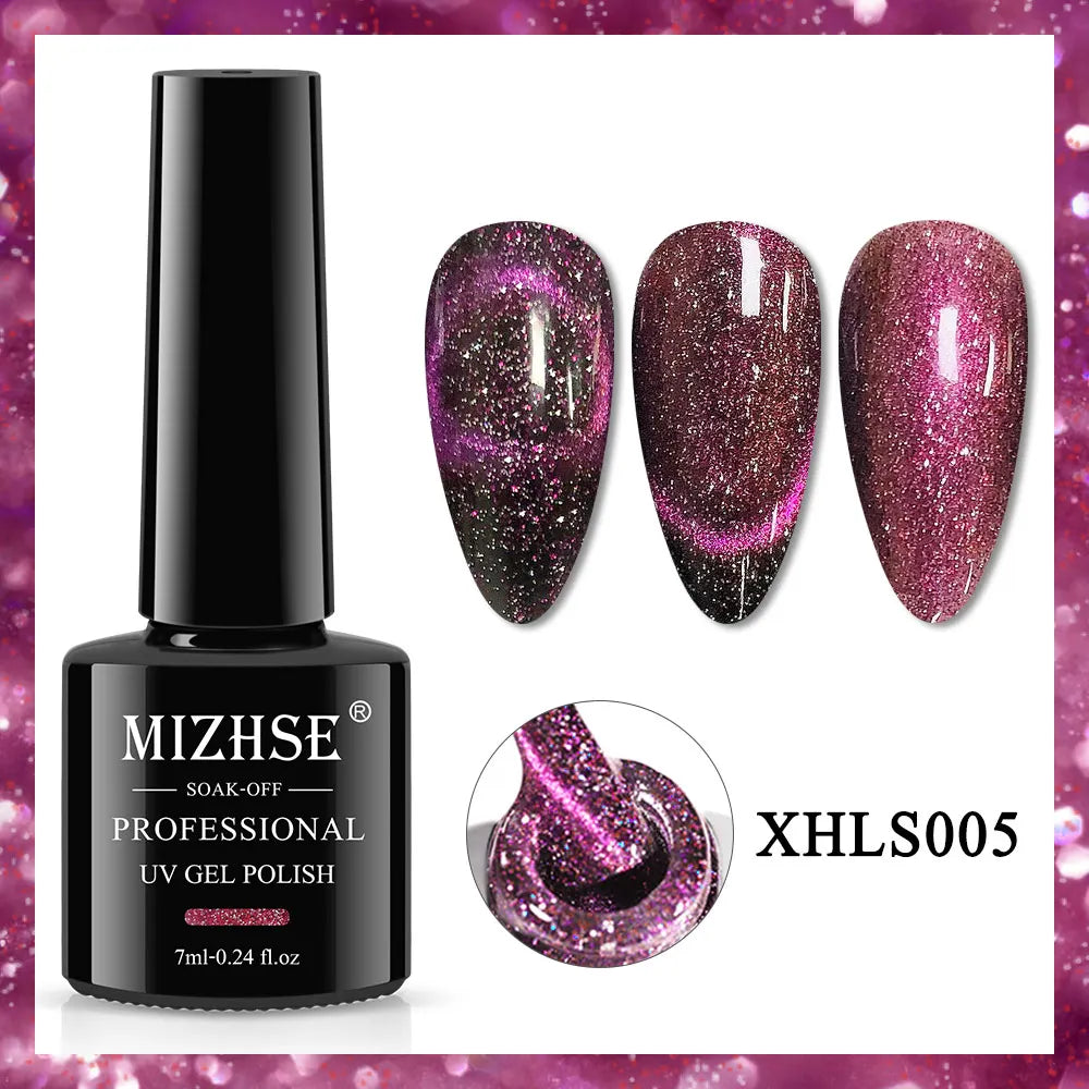 MIZHSE 7ML Reflective Top Coat Gel Nail Polish Shiny Glitter Vernis Semi Permanent Varnish Nail Gel Polish for Manicure Nail Art