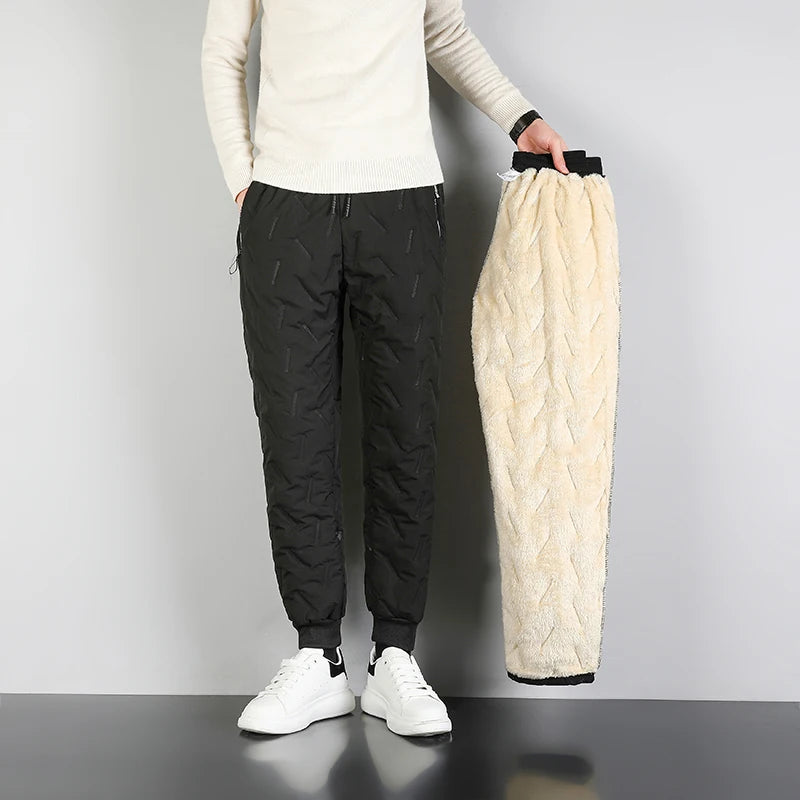 Men Winter Casual Pants 2024 New Thick Lambswool Windbreak Warm Pant Men Fashion Joggers Fleece-Lined Trousers Men Plus Size 8XL