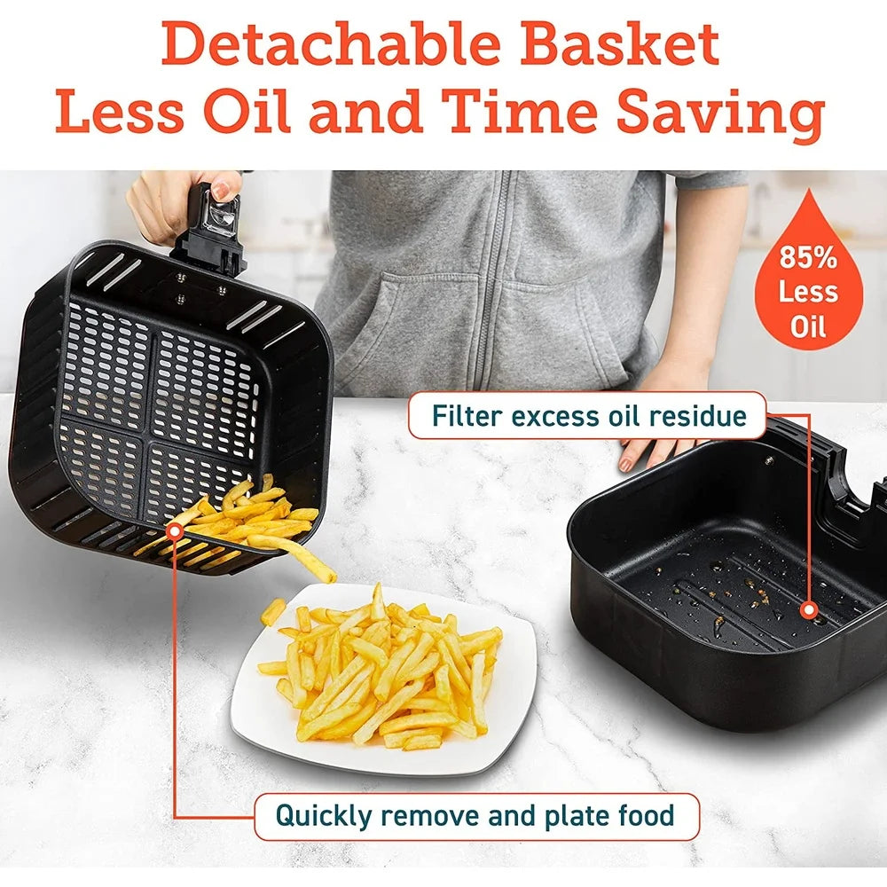 5.8 Quart Smart Air Fryer 12 Cooking Functions Voice Control App Compatible Dishwasher Safe Basket Healthy Cooking with 200